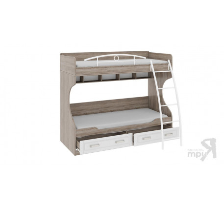 Двухъярусная кровать Прованс с лестницей с ящиками